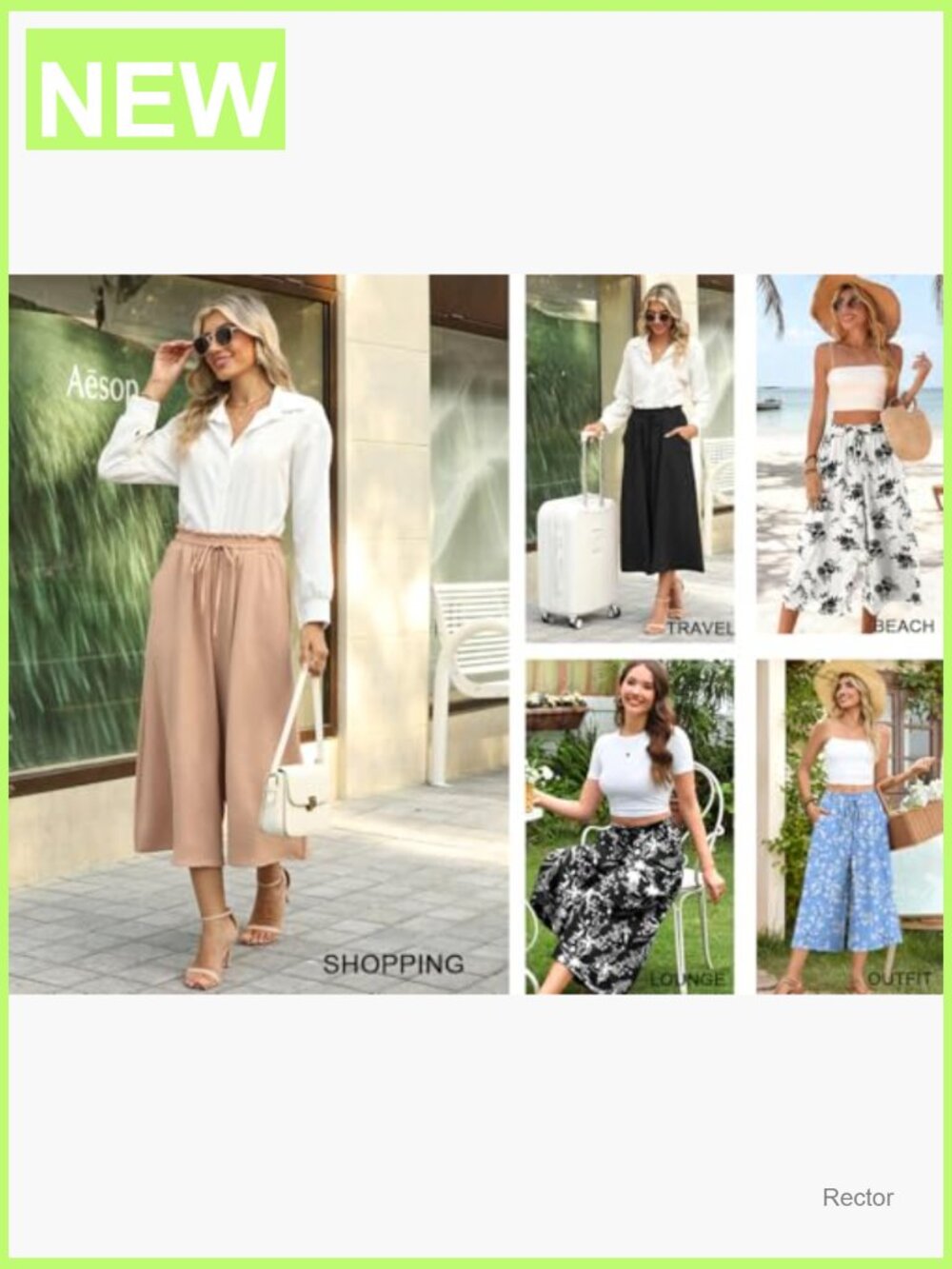 Womens Wide Leg Palazzo Flowy Gaucho Capri Pants with Pockets Drawstring - Picture 6 of 7